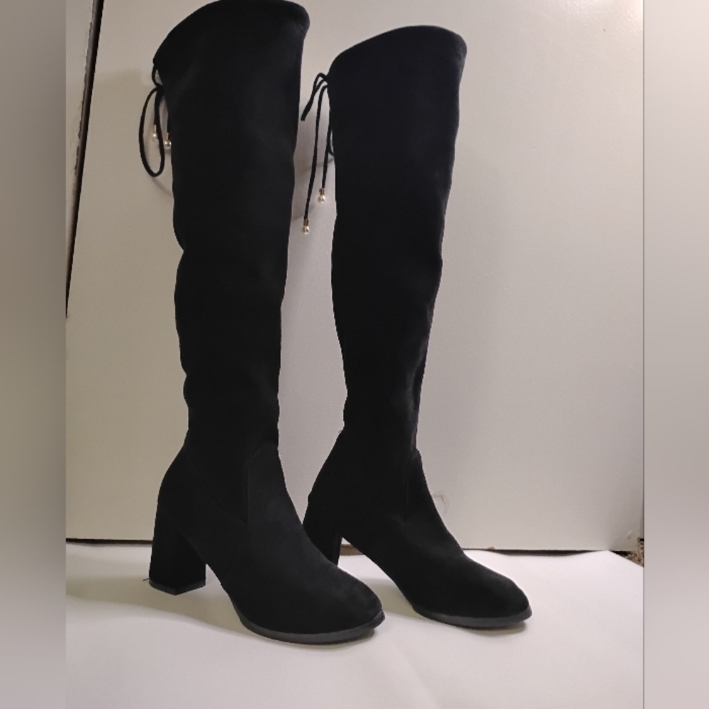 Elegant Black Over-the-Knee Boots- 3in(9cm) - Picture 1 of 13
